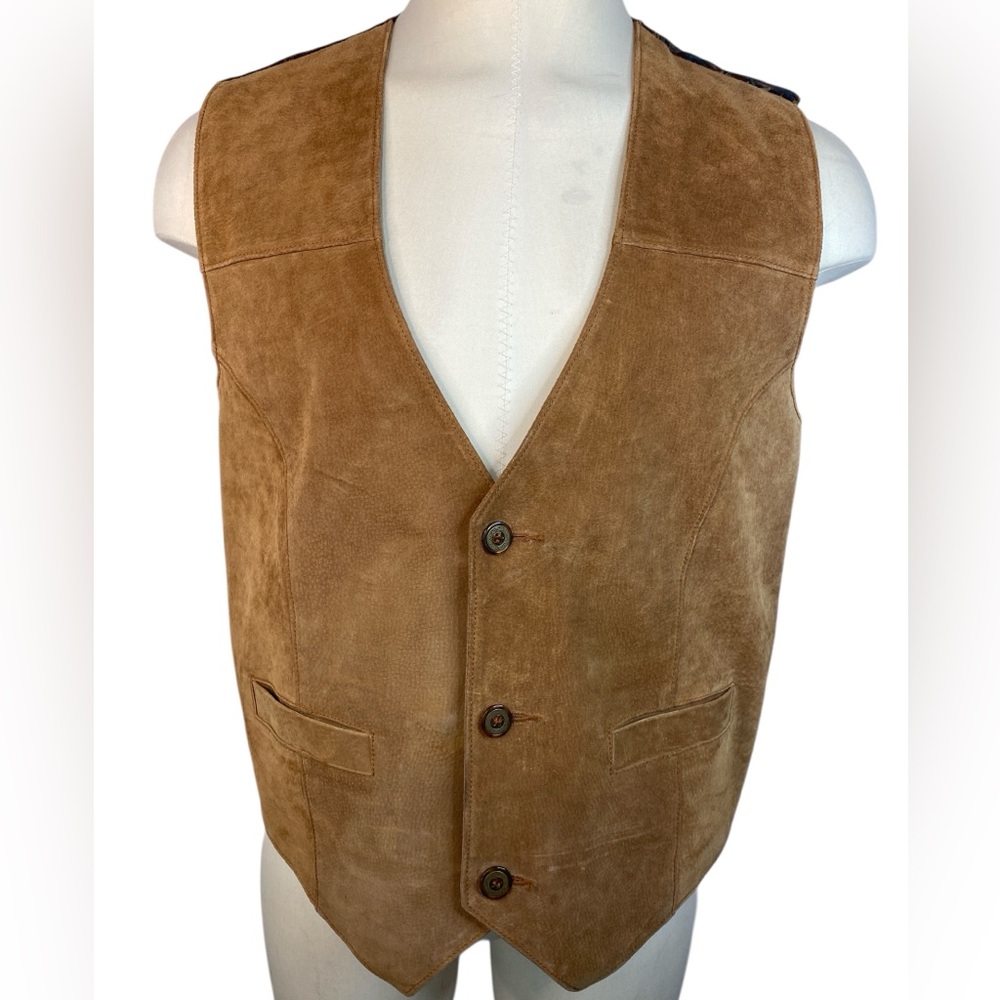 New Terrain Genuine Leather Vest with a Paisley Back Men’s Large